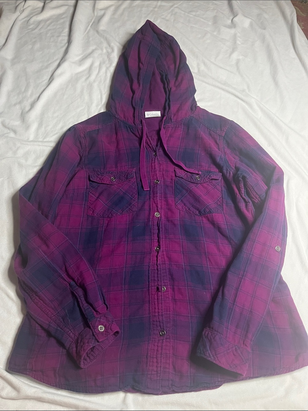 Columbia Hooded Flannel ButtonDown Shirt